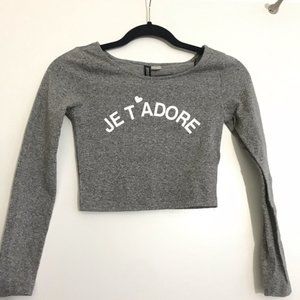 2/$20 H&M Grey Long Sleeve Crop Top